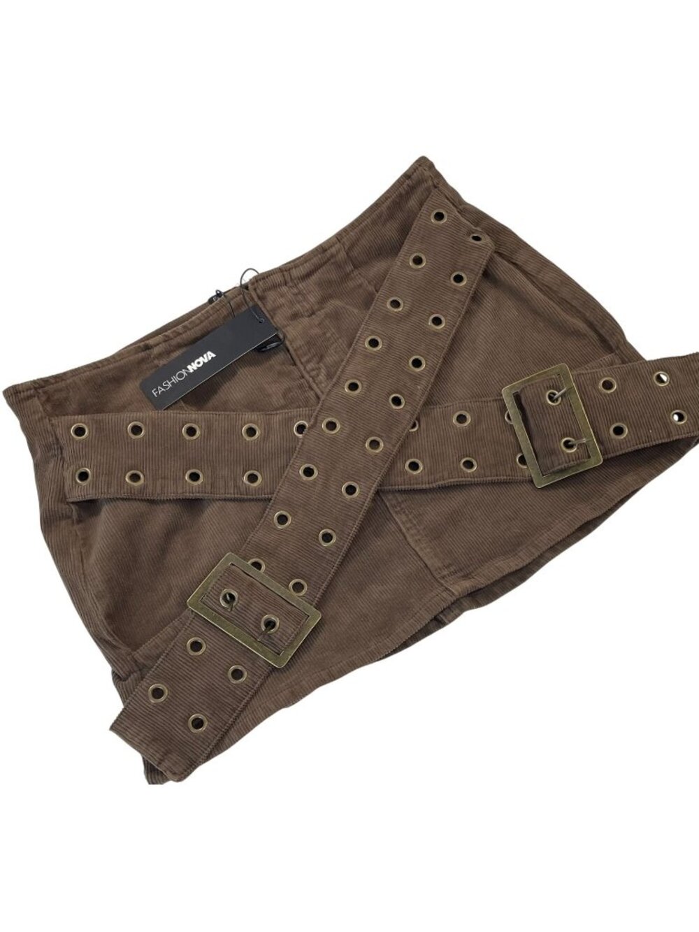 Fashion Nova Mini Falda Feeling It Corduroy Skirt L Brown Western Cowboy Fall